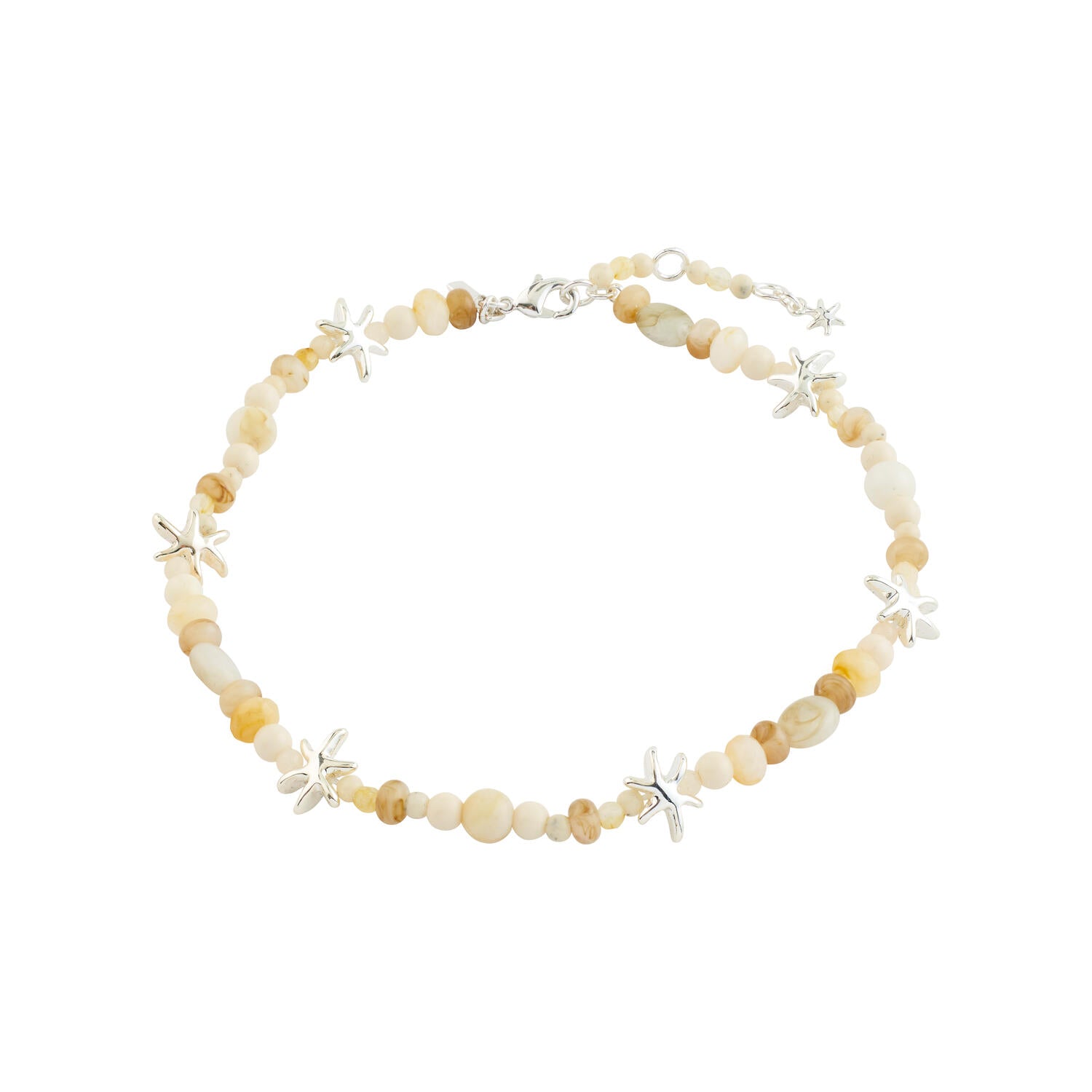 Prism ankelkæde - hvid/sølvbelagt